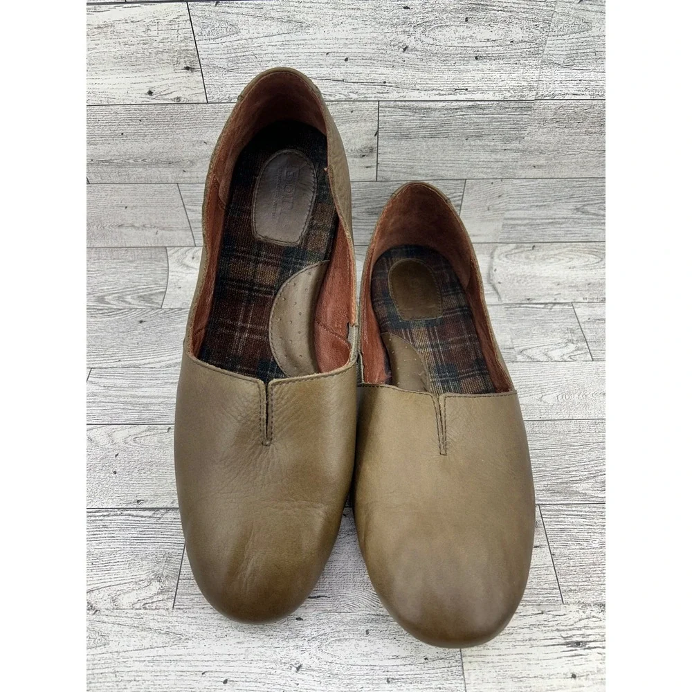 Born Shoes Women 11M Brown Leather Slip On Flats Comfort Shoes D74063